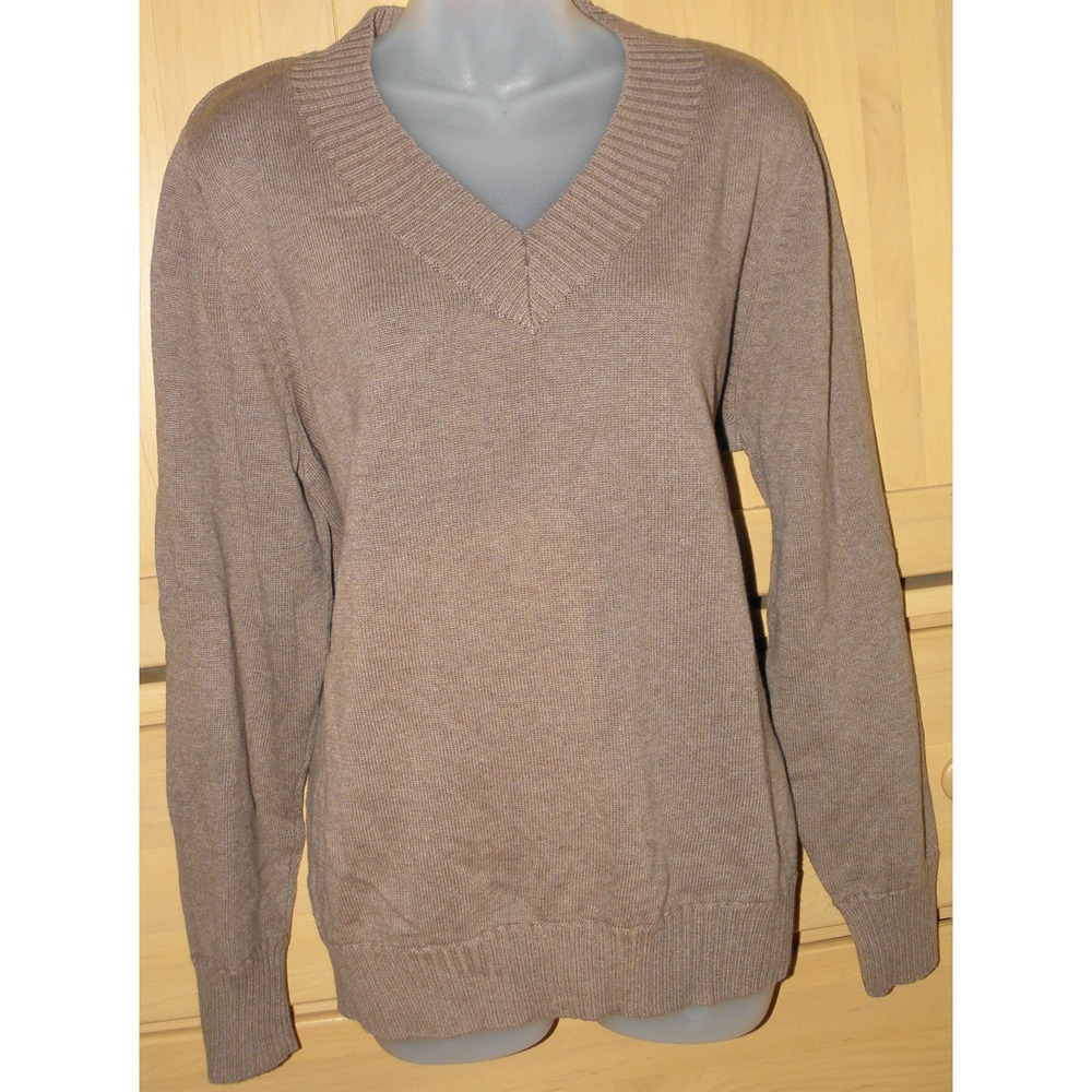 SONOMA Classic Sweater Womens 1X Brown Classic Fit Pull-On V-Neck Preppy NEW